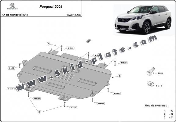 Steel skid plate for the protection of the engine and the gearbox for Peugeot 5008