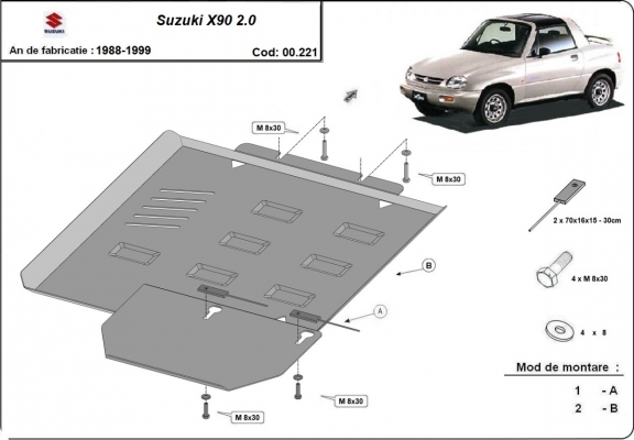 Steel gearbox skid plate for Suzuki X90 2.0