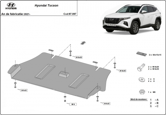 Steel catalytic converter guard for Hyundai Tucson