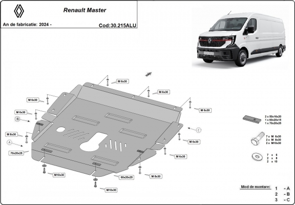 Aluminium skid plate for Renault Master