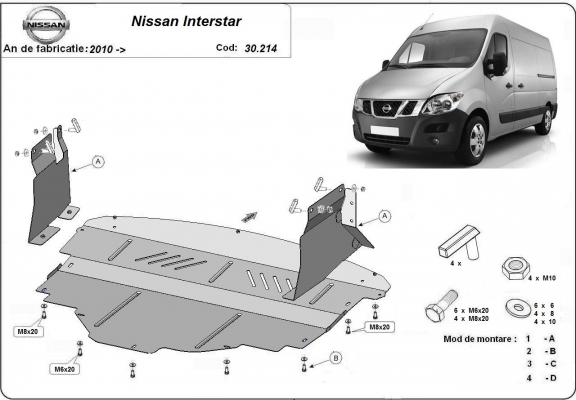 Steel skid plate for Nissan Interstar
