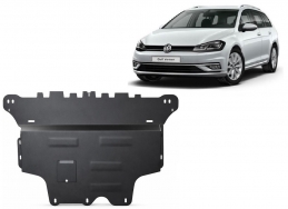 Steel skid plate for the protection of the engine and the gearbox for VW Golf 7 - automatic gearbox