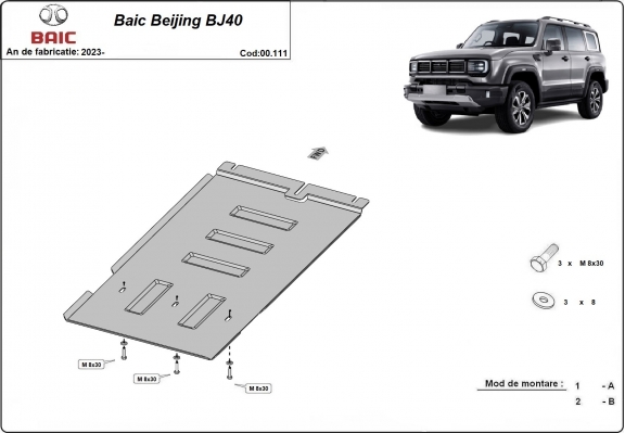Steel gearbox skid plate for Baic Beijing BJ40