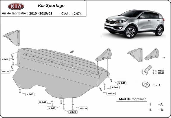 Steel skid plate for Kia Sportage