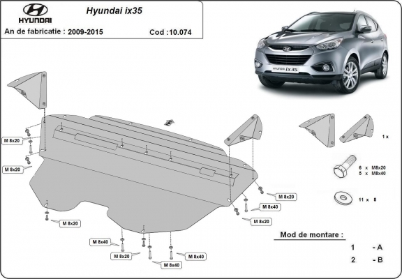Steel skid plate for Hyundai IX35