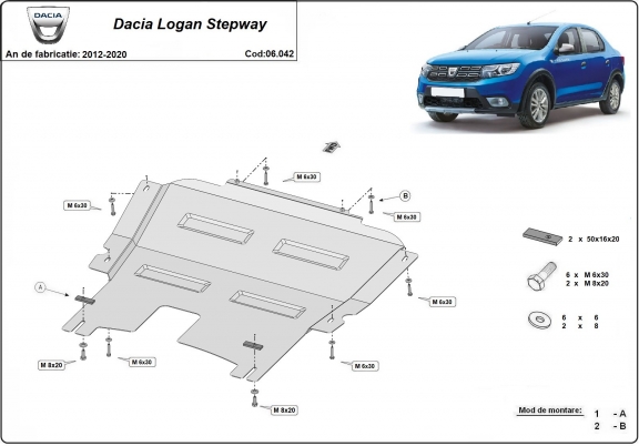 Steel skid plate for Dacia Logan Stepway