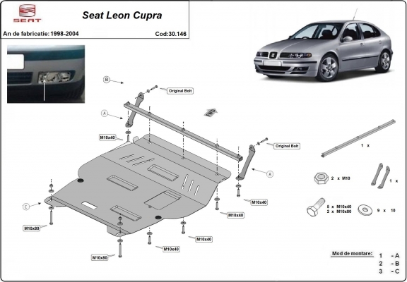 Steel skid plate for Seat Leon Cupra Mk1