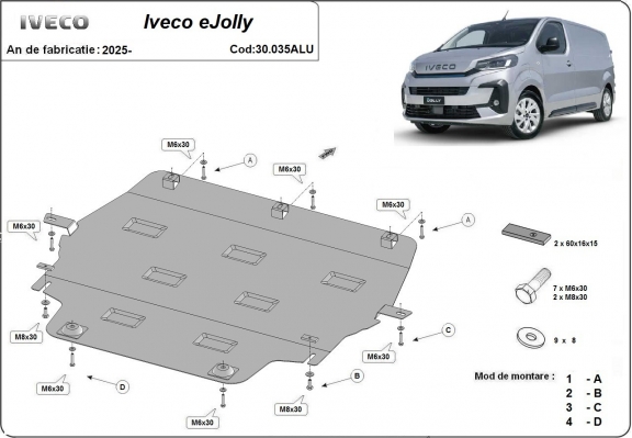 Aluminium skid plate for Iveco eJolly
