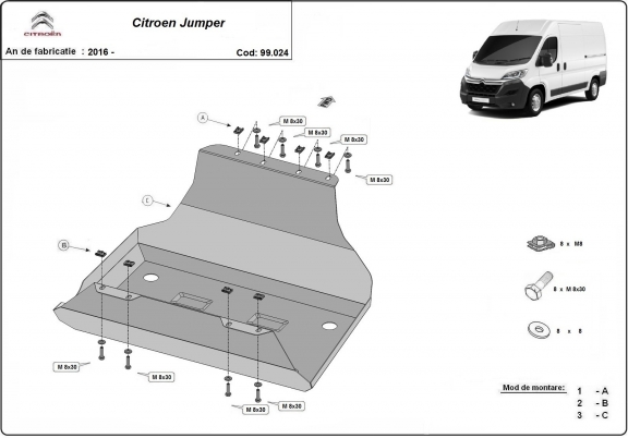 Steel fuel tank skid plate  for Citroen Jumper