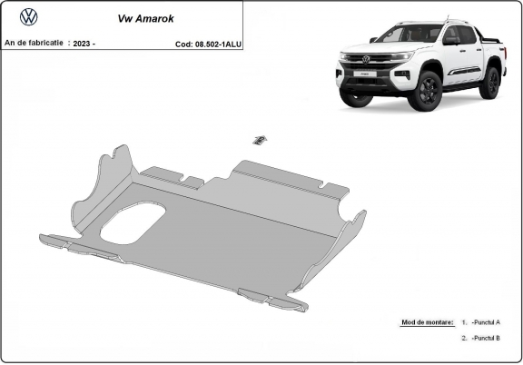 Aluminum skid plate for Volkswagen Amarok