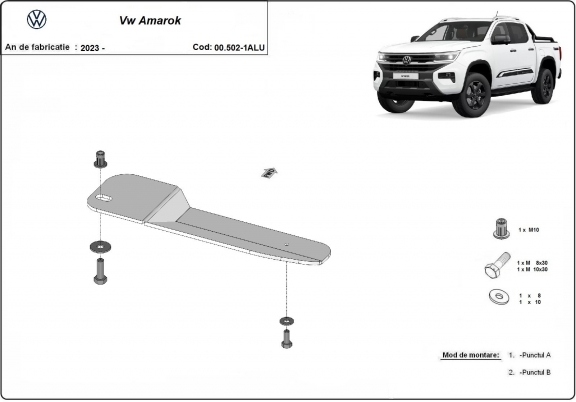 Aluminum fuel filter skid plate for Volkswagen Amarok