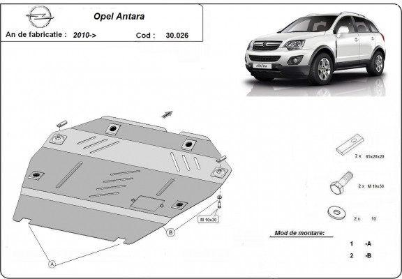 Steel skid plate for Opel Antara