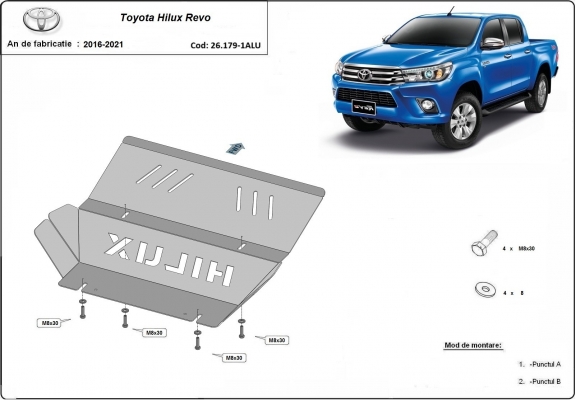 Aluminum radiator skid plate for Toyota Hilux Revo