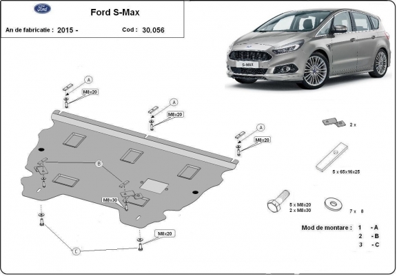 Steel skid plate for Ford S-Max