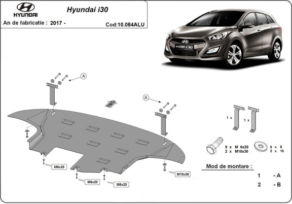 Aluminum skid plate for Hyundai i30
