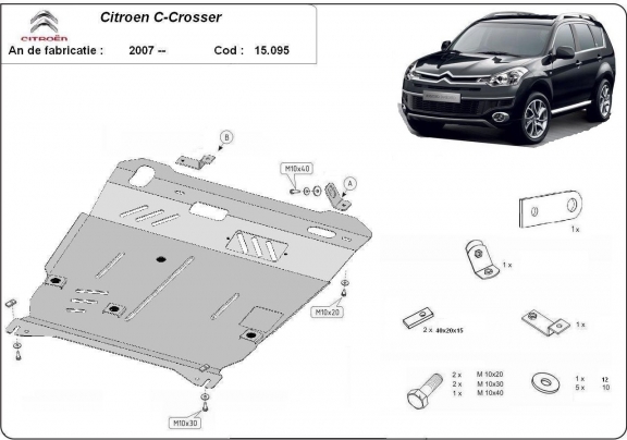 Steel skid plate for Citroen C - Crosser