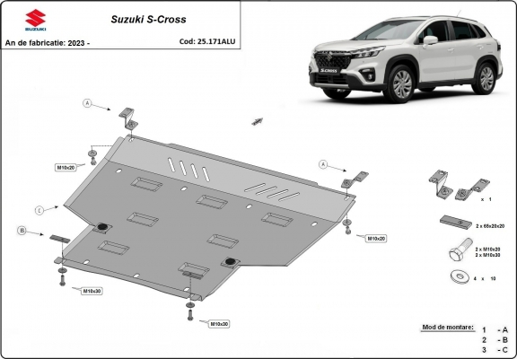 Aluminum skid plate for Suzuki S-Cross