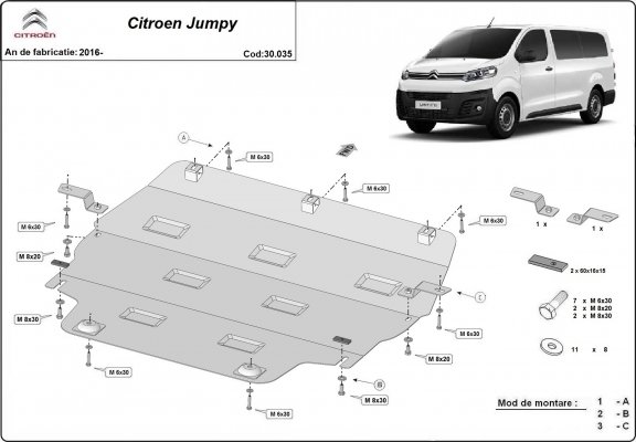 Steel skid plate for Citroen Jumpy