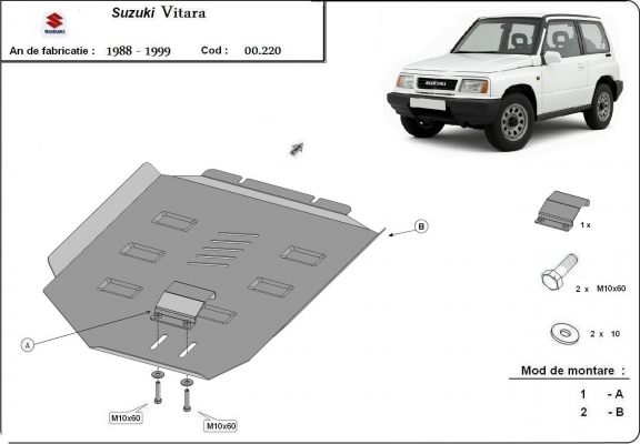 Steel gearbox skid plate for Suzuki Vitara