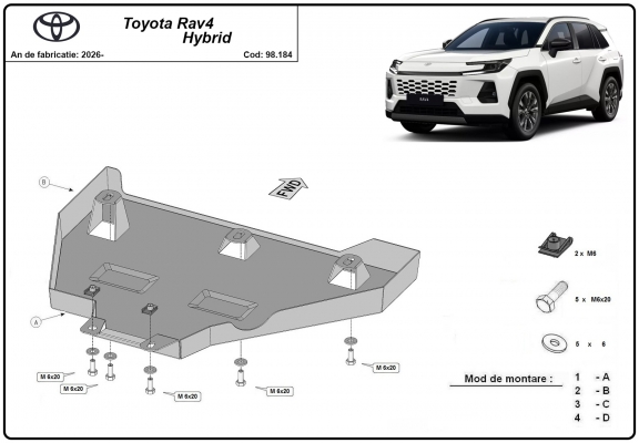 Steel differential skid plate for Toyota RAV 4 Hybrid