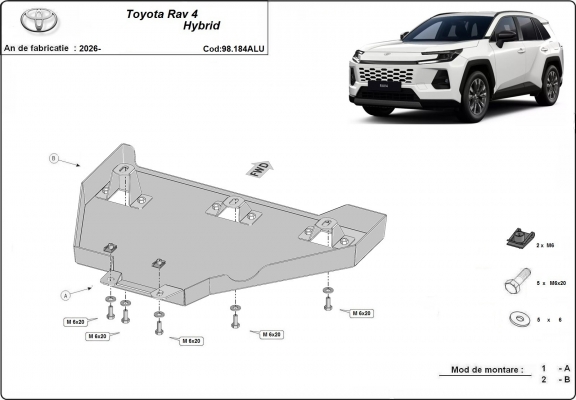 Aluminum diferential skid plate for Toyota Rav4