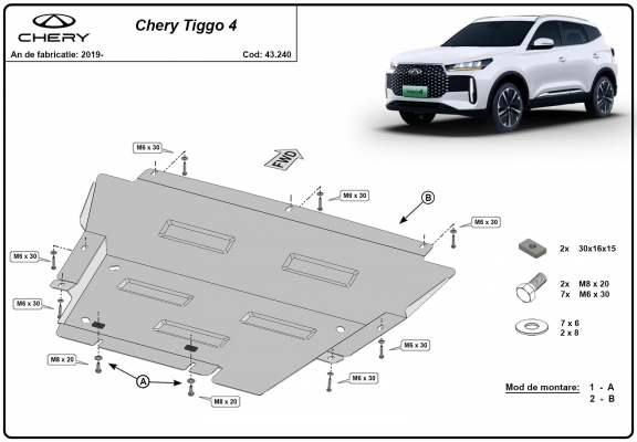 Steel skid plate for Chery Tiggo 4