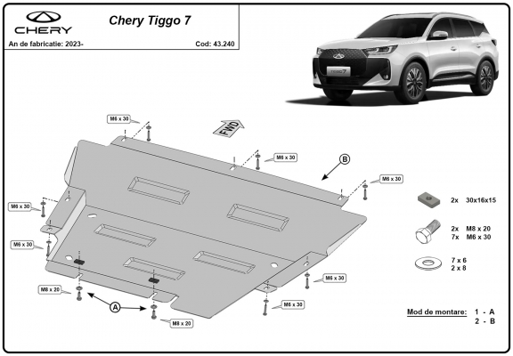 Steel skid plate for Chery Tiggo 7