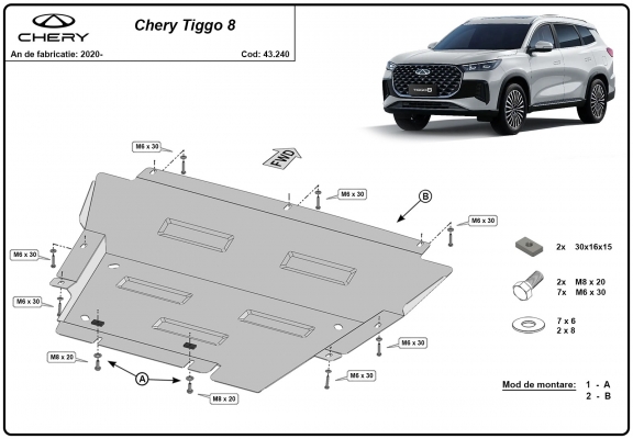 Steel skid plate for Chery Tiggo 8