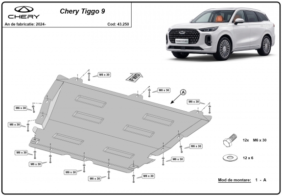 Steel skid plate for Chery Tiggo 9