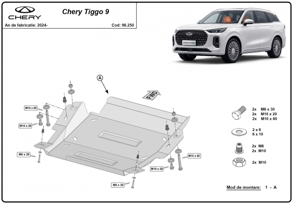 Steel differential skid plate for Chery Tiggo 9