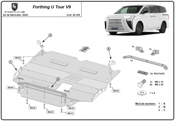 Steel skid plate for Forthing U Tour V9