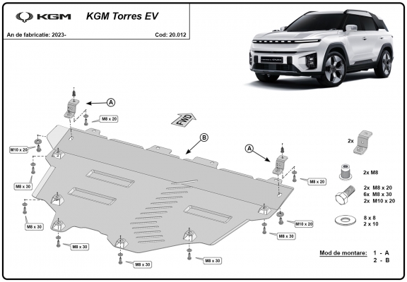 Steel skid plate for KGM Torres EV 