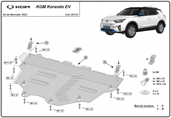 Steel skid plate for KGM Korando EV 