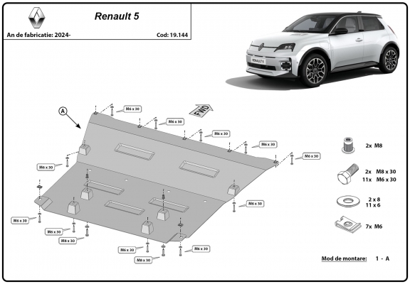 Steel skid plate for Renault 5 E-Tech