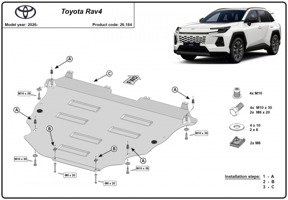 Steel skid plate for Toyota Rav4