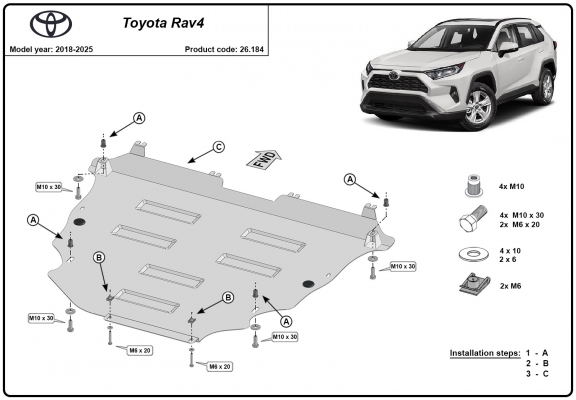 Steel skid plate for Toyota Rav4