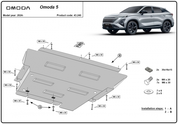 Steel skid plate for Omoda 5