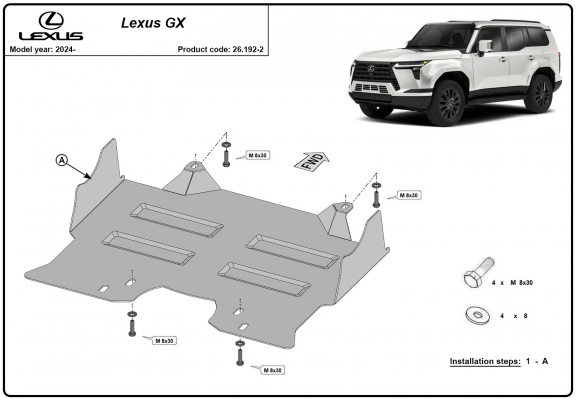Steel skid plate for Lexus GX