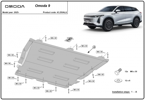 Aluminum skid plate for Omoda 9