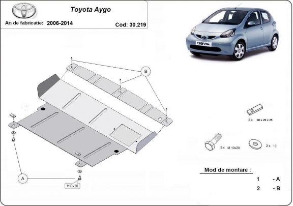 Steel skid plate for Toyota Aygo AB10