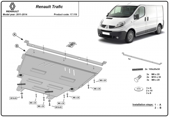 Steel skid plate for Renault Trafic 2 (2011-2014)
