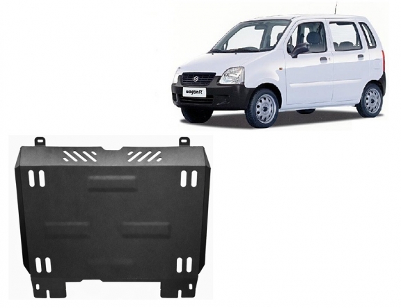 Steel skid plate for the protection of the engine and the gearbox for Suzuki Wagon R+