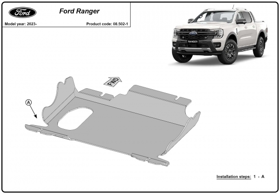 Steel skid plate for Ford Ranger