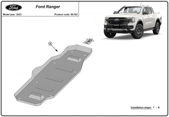 Steel fuel tank skid plate  for Ford Ranger (MB3G9A147CF; 2643728)