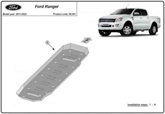 Steel fuel tank skid plate  for Ford Ranger