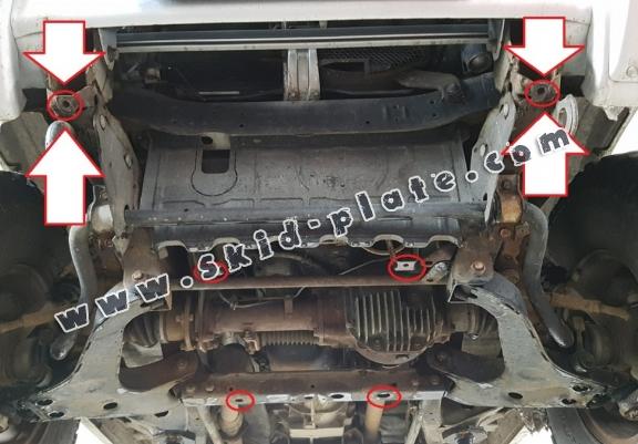 Steel skid plate for the protection of the engine and the radiator for Mitsubishi Pajero 3 (V60, V70)