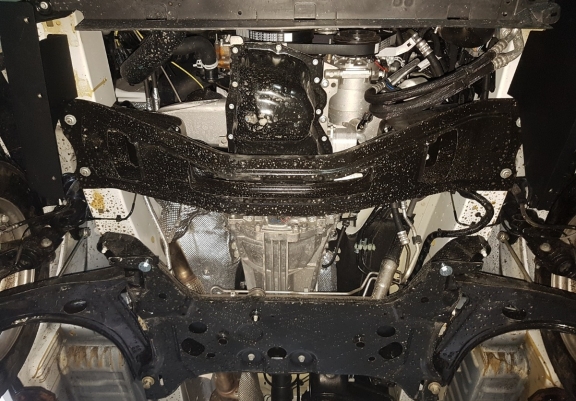 Steel skid plate for the protection of the engine and the gearbox for Ford Transit Custom