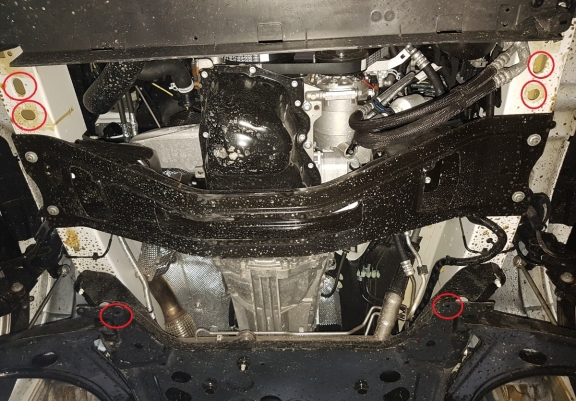 Steel skid plate for the protection of the engine and the gearbox for Ford Transit Custom