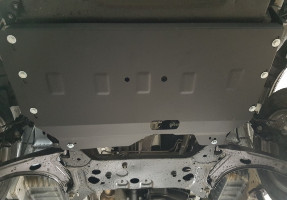Steel skid plate for the protection of the engine and the gearbox for Ford Transit Custom