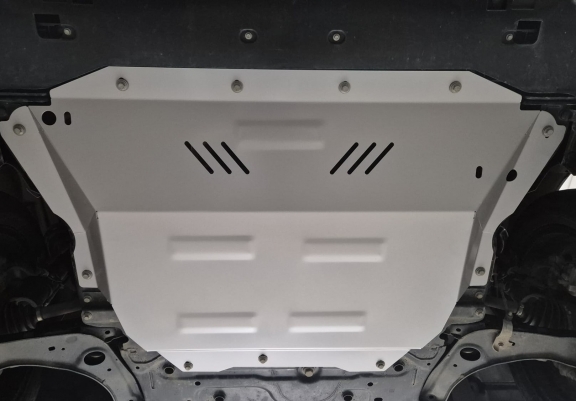 Aluminum skid plate for the protection of the engine and the gearbox for Ford Tourneo Custom PHEV